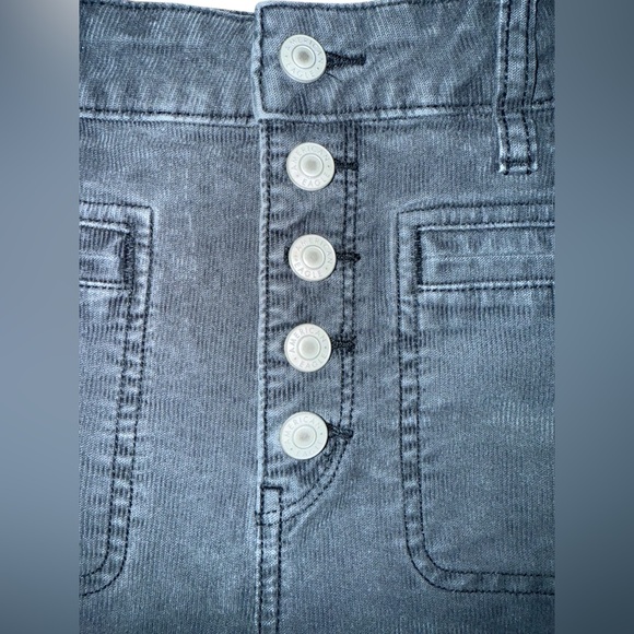 American Eagle Corduroy Pants Gray Super Hi-Rise Flare Leg Button Fly 10 Short - Picture 4 of 9